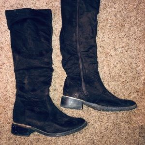 Suede brown knee high boots